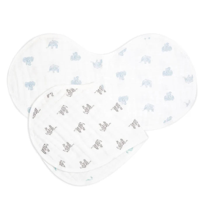 Aden + Anais Organic Cotton Burpy Bibs - Animal Kingdom (Pack of 2)