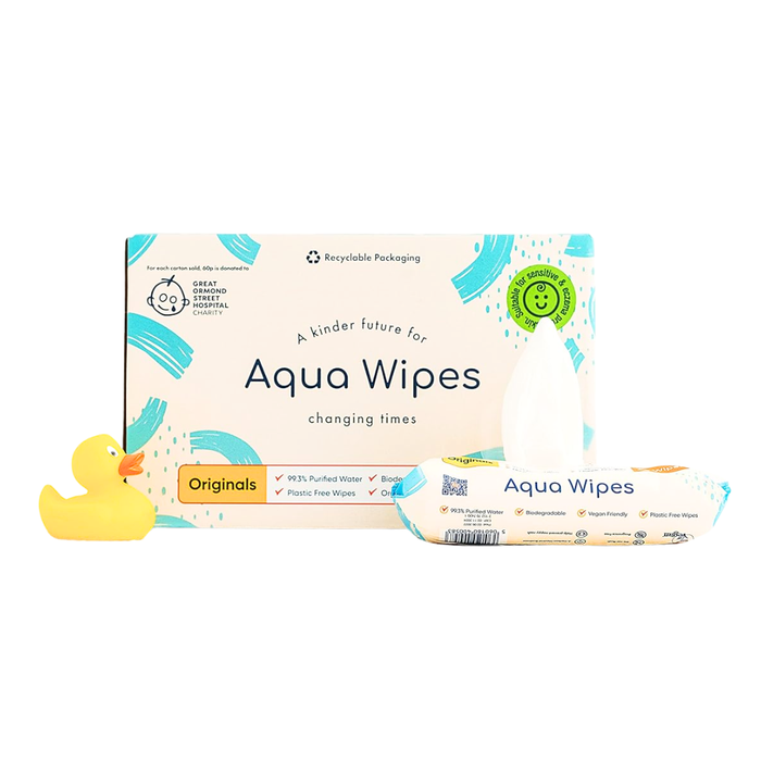 Aqua Wipes 100% Biodegradable Baby Wipes, Box Of Travel Pack (Pack of 12, 12 Pcs)