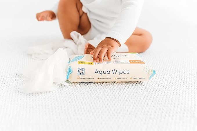Aqua Wipes 100% Biodegradable Baby Wipes Multipack - (Pack of 4, 64pcs)