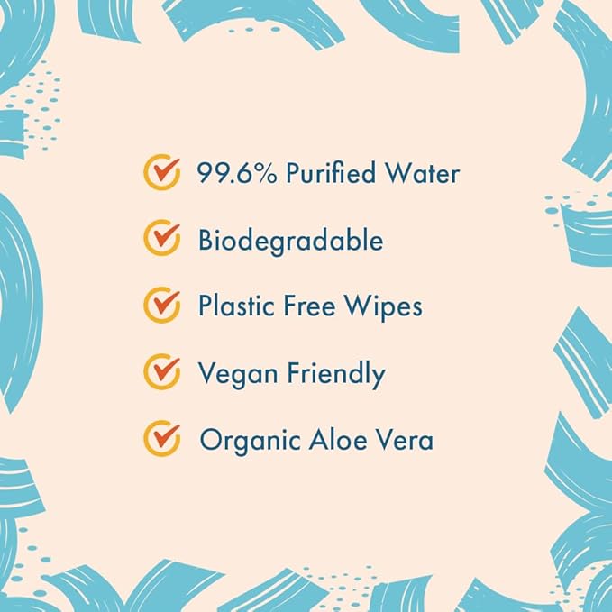 Aqua Wipes 100% Biodegradable Baby Wipes Multipack - (Pack of 4, 64pcs)
