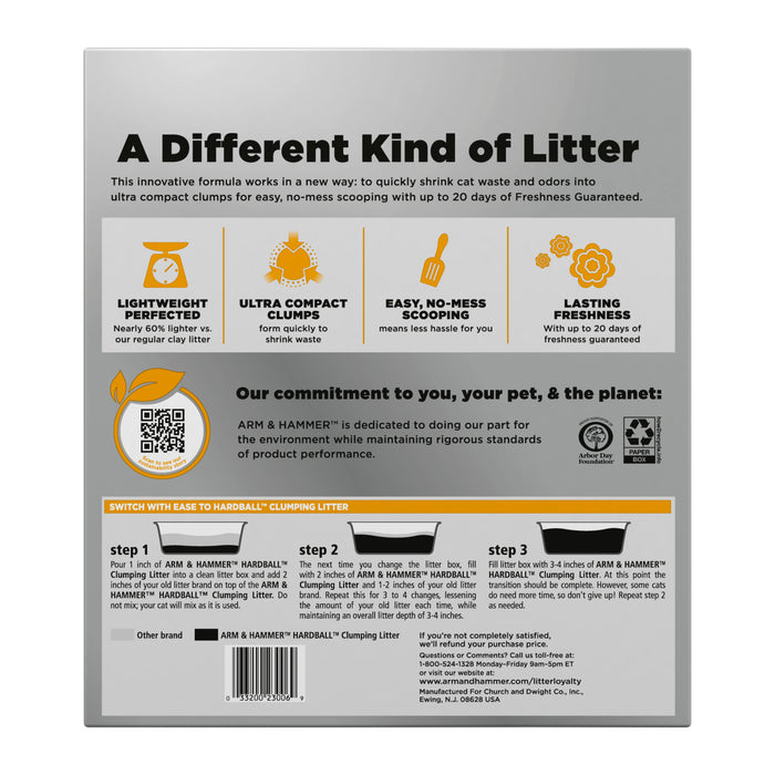 ARM & HAMMER Hardball Lightweight Cat Litter, Clumping for No-Mess Scooping, Multi-Cat, 10.5 lb