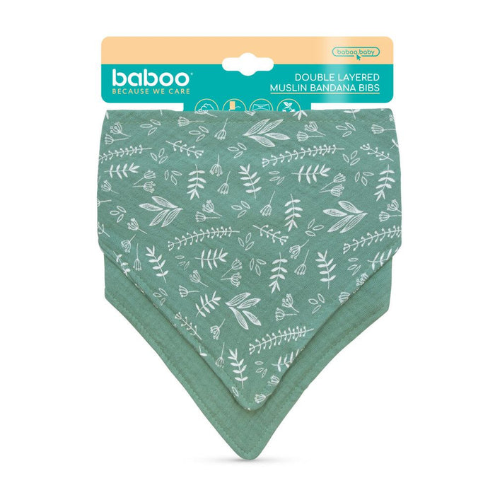 Baboo Double Layer Muslin Bandana Bib Set  (0m+ | Peachy Keen) - Pack of 2