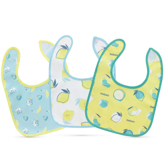 Baboo Double Layer Waterproof Bib Set (0m+ | Lagoon Fiesta) - Pack of 3