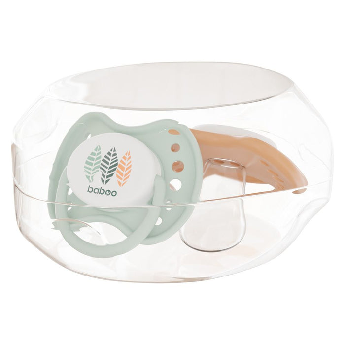 Baboo Latex Orthodontic Pacifier With Sterilizer Box (0M+ |  Peachy Keen) -Pack of 2