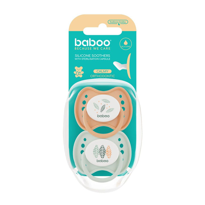 Baboo Latex Orthodontic Pacifier With Sterilizer Box (0M+ |  Peachy Keen) -Pack of 2