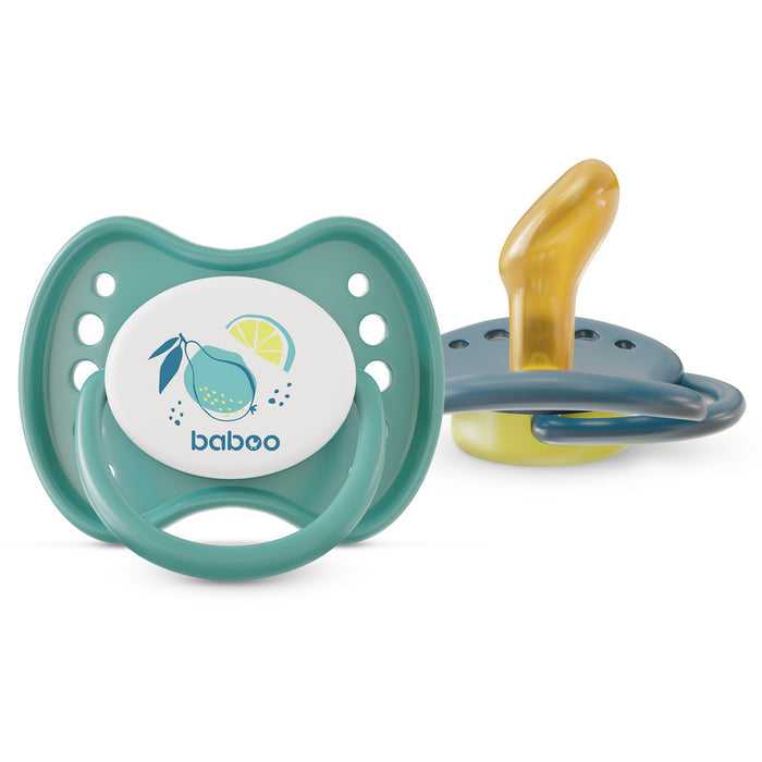 Baboo Latex Orthodontic Pacifier With Sterilizer Box (Lagoon Fiesta | 6 Months+ | 2 Pcs)