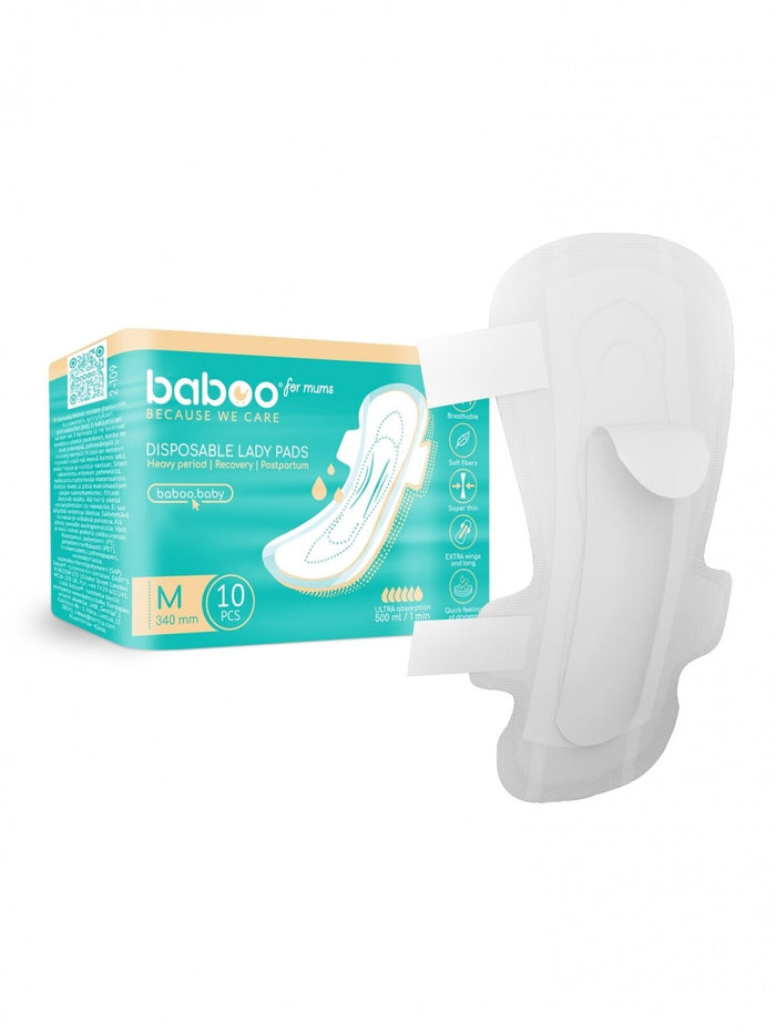 Baboo Postpartum Disposable Maternity Pads (Medium) - Pack of 10