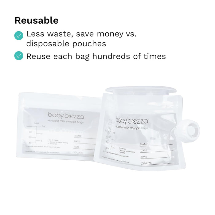 Baby Brezza Reusable Milk Storage Bags - Pack of 10