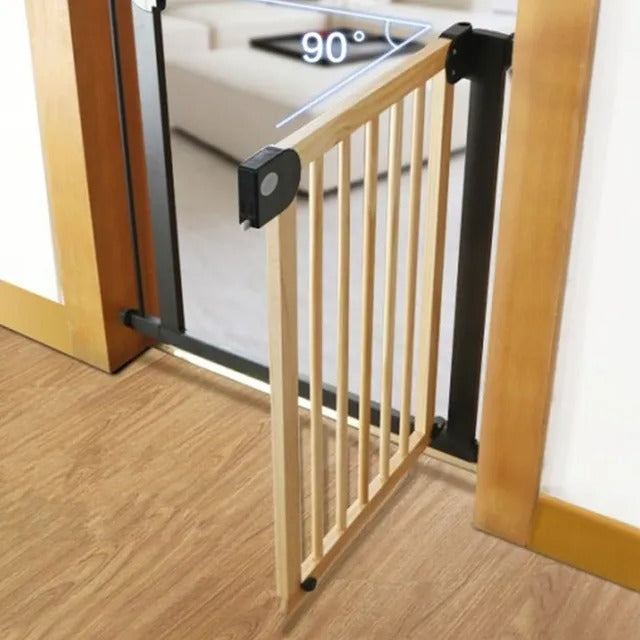 Baby Safe Wooden Safety Gate with 7 cm Extension – Natural Wood