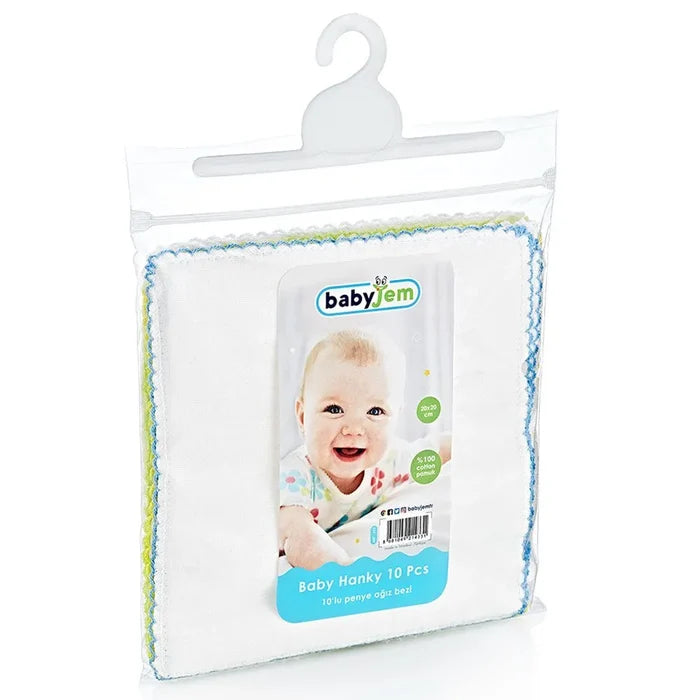 Babyjem Baby Hanky - Pack of 10 (White)