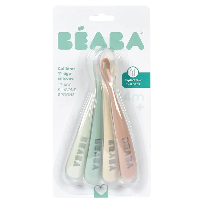 Beaba 1st Age Silicone Spoon (Natural) - Set of 4