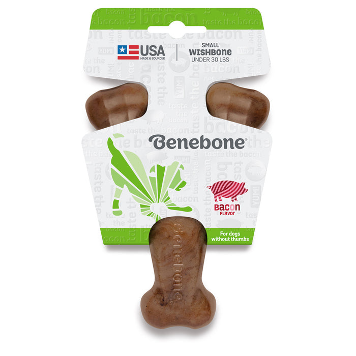 Benebone Puppy Wishbone Dog Chew Toy, Real Bacon Small