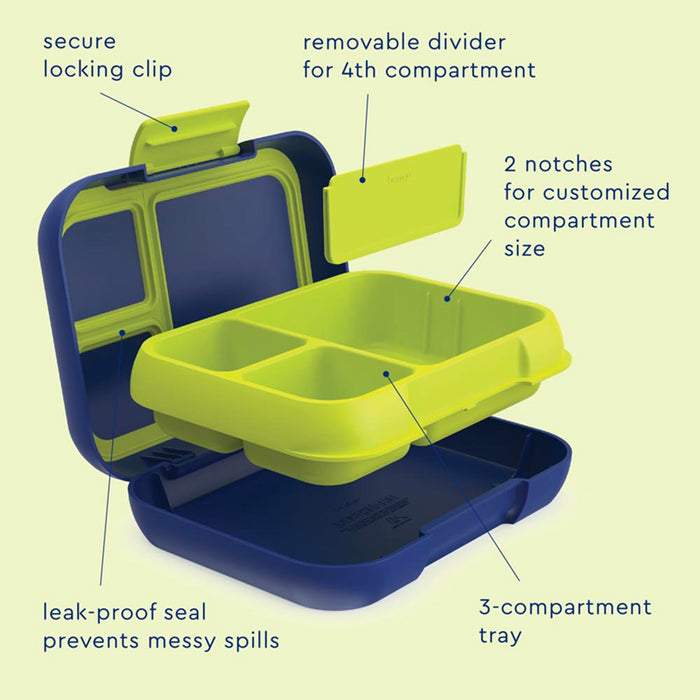 Bentgo 3-4 Compartments Pop Lunchbox (Navy Blue/Chartreuse).