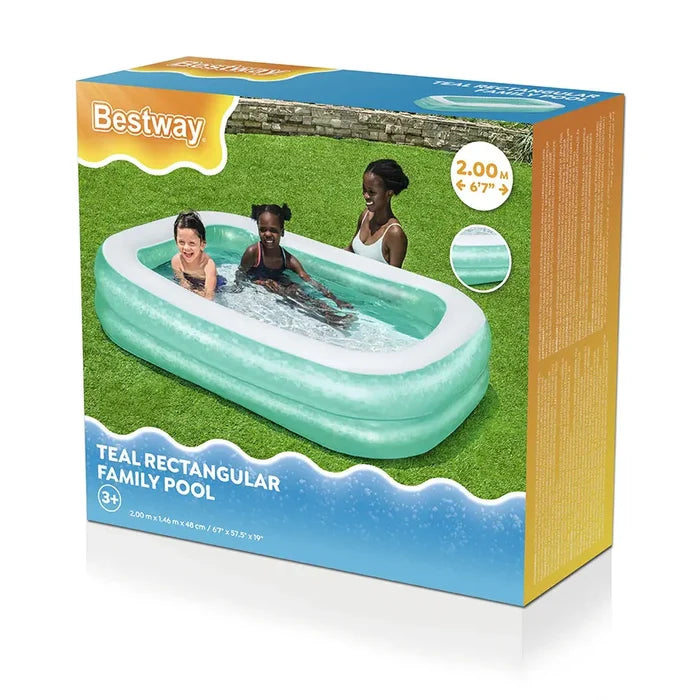 Bestway 6'7" x 59" x 20"/2.01m x 1.50m x 51cm Blue Rectangular Family Pool