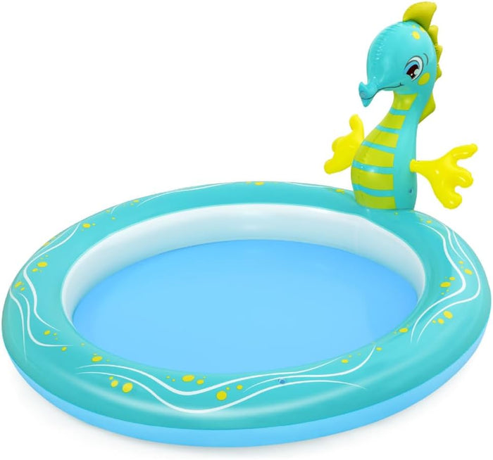 Bestway Seahorse Sprinkler Paddling Pool, Kids Garden Pool (6′2" x 63" x 34"/1.88m x 1.60m x 86cm)