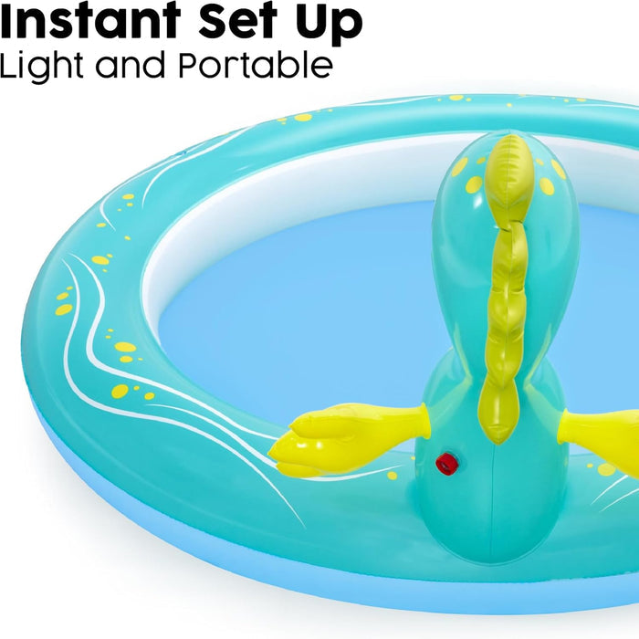 Bestway Seahorse Sprinkler Paddling Pool, Kids Garden Pool (6′2" x 63" x 34"/1.88m x 1.60m x 86cm)