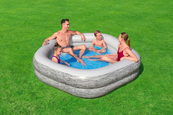 Bestway Tru Print Stone Family Pool (7' x 6'9" x 21"/2.13m x 2.06m x 53cm)