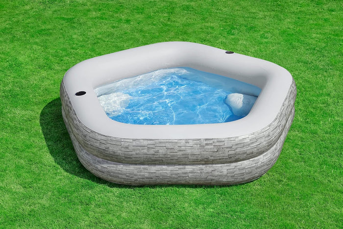Bestway Tru Print Stone Family Pool (7' x 6'9" x 21"/2.13m x 2.06m x 53cm)