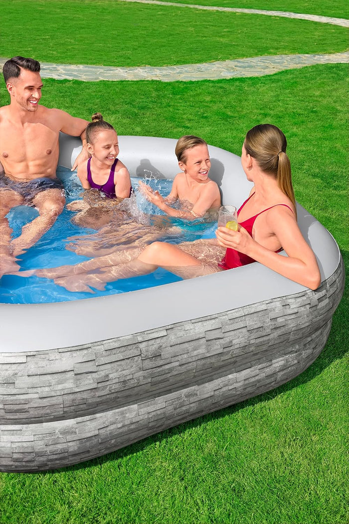 Bestway Tru Print Stone Family Pool (7' x 6'9" x 21"/2.13m x 2.06m x 53cm)