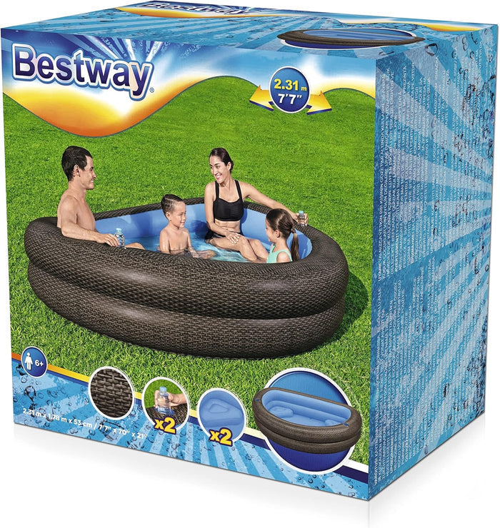 Bestway Tru Print Wicker Family Pool (7'7" x 70" x 21"/2.31m x 1.78m x 53cm)
