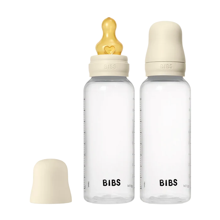 Bibs Baby Bottle Round Nipple Latex - Pack of 2 (Ivory, 270ml)