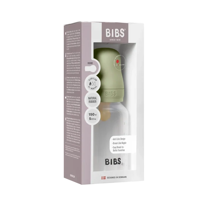 BIBS Baby Bottle Round Nipple Latex - Slow Flow (150ml)