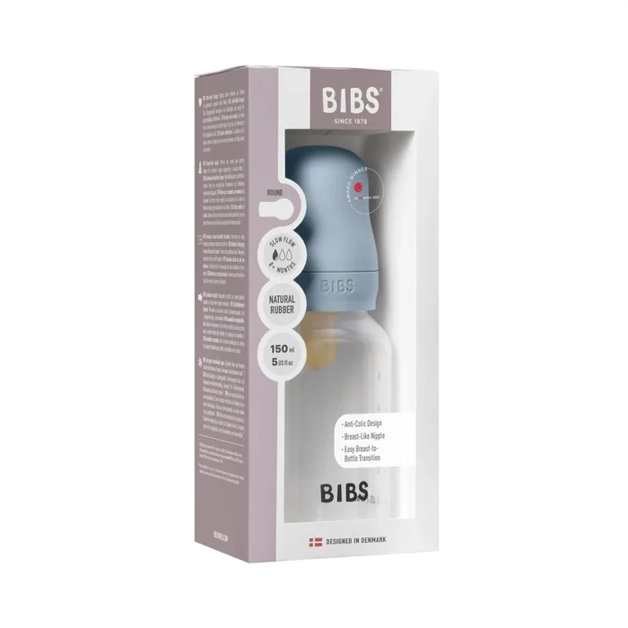 BIBS Baby Bottle Round Nipple Latex - Slow Flow (150ml)