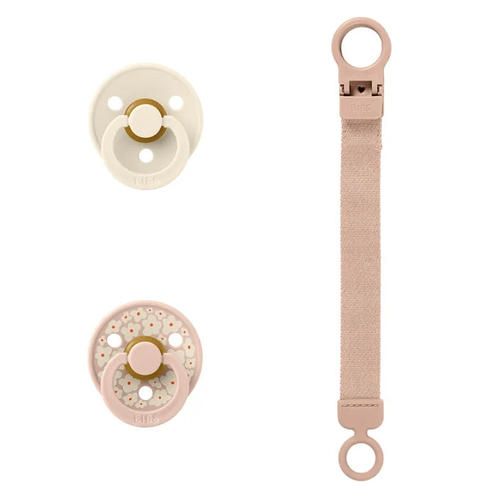 BIBS Colour Pacifier & Loop Clip Gift Set Latex (Size 1)