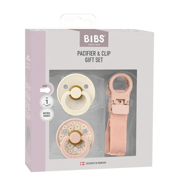 BIBS Colour Pacifier & Loop Clip Gift Set Latex (Size 1)