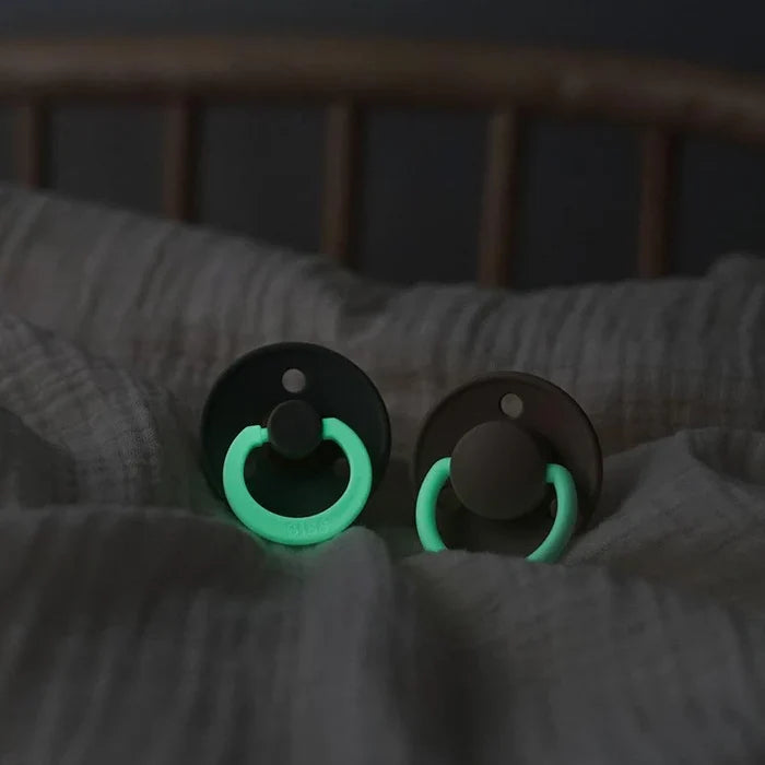 BIBS Pacifier Glow In The Dark Colour Latex - Pack of 2 (Size 1)