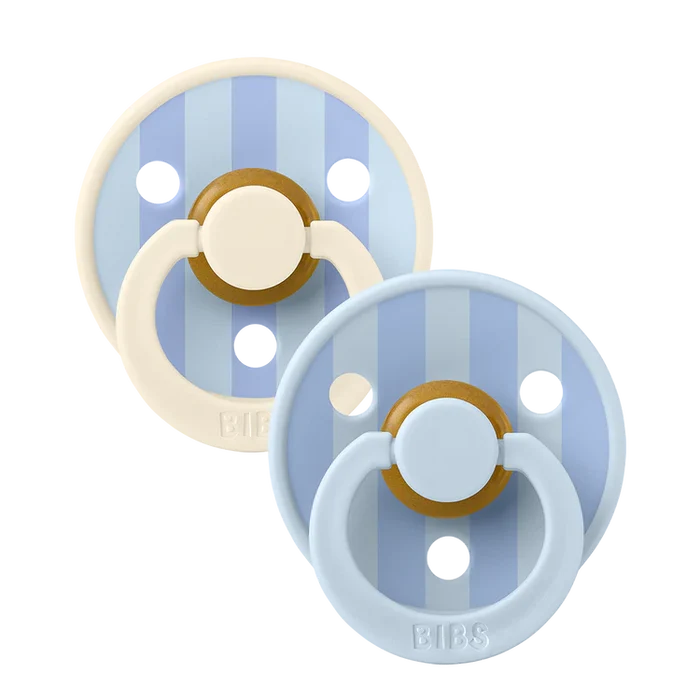 BIBS Round Pacifier Studio Colour Block Latex - Size 1 (2 Pack)