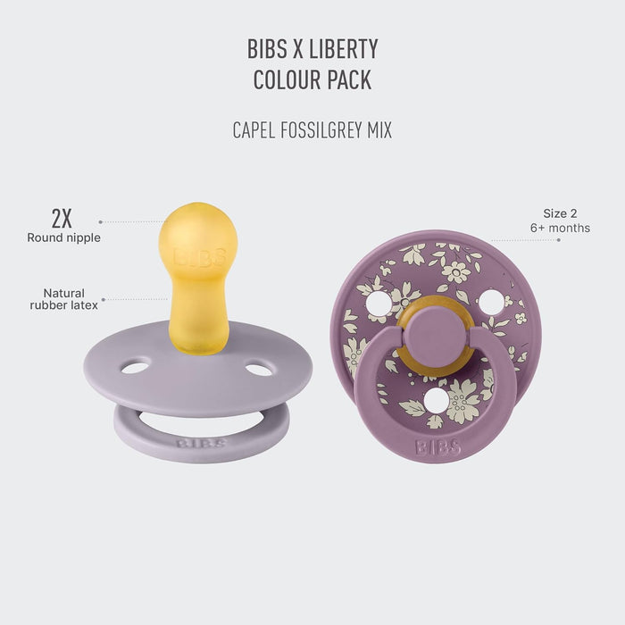 BIBS x Liberty Colour Capel Latex (Size 1, Fossil Grey Mix) - Pack of 2