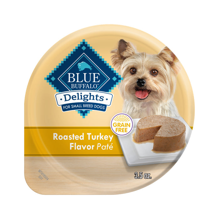 Blue Buffalo Delights Small Breed Natural Wet Dog Food, Roasted Turkey Paté, 3.5-oz. Cup