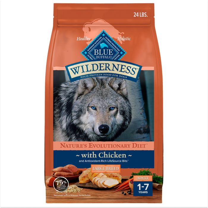 Blue Buffalo Wilderness Large Breed Adult Dry Dog Food Wholesome Grains Natural Ingredients Chicken