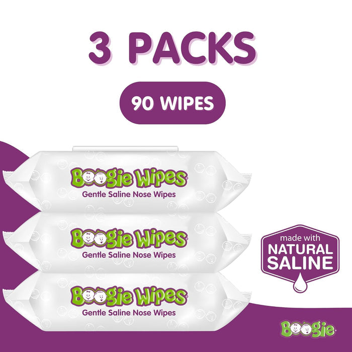 Boogie Wipes Saline Nose Wipes Unscented (90 Count)