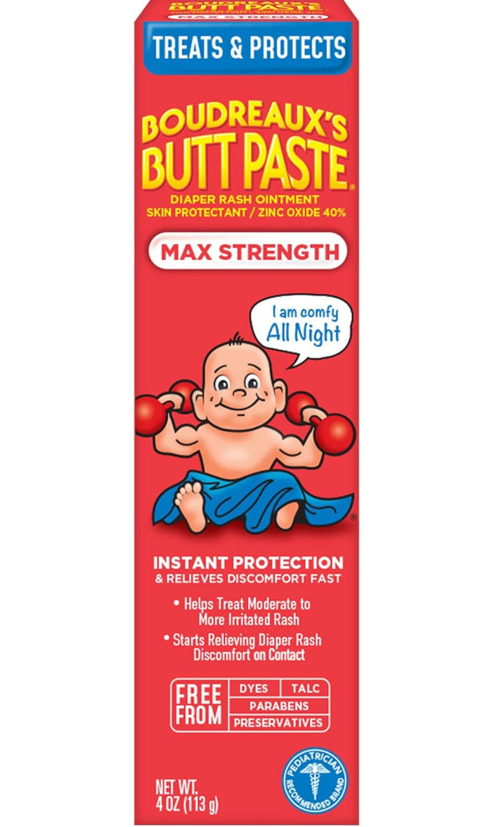 Boudreaux's Butt Paste Maximum Strength Diaper Rash Cream, Ointment for Baby (4oz)
