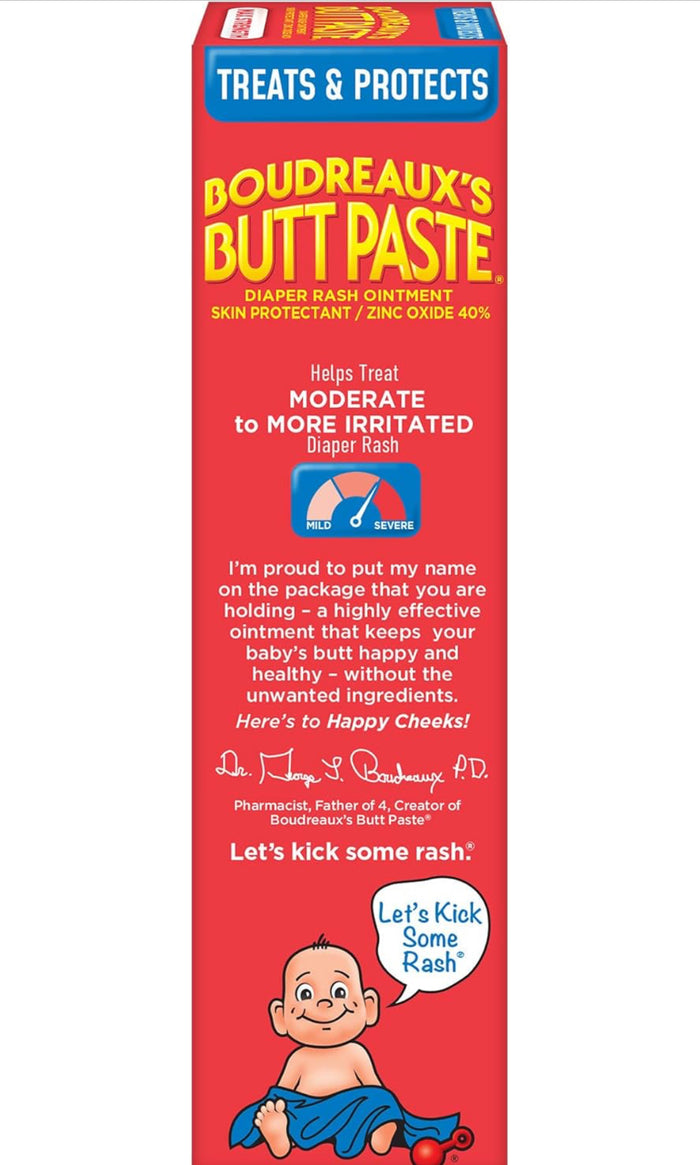 Boudreaux's Butt Paste Maximum Strength Diaper Rash Cream, Ointment for Baby (4oz)