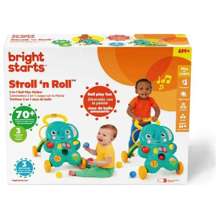 Bright Starts - 2-in-1 Stroll N Roll Ball Play Walker - Multicolor