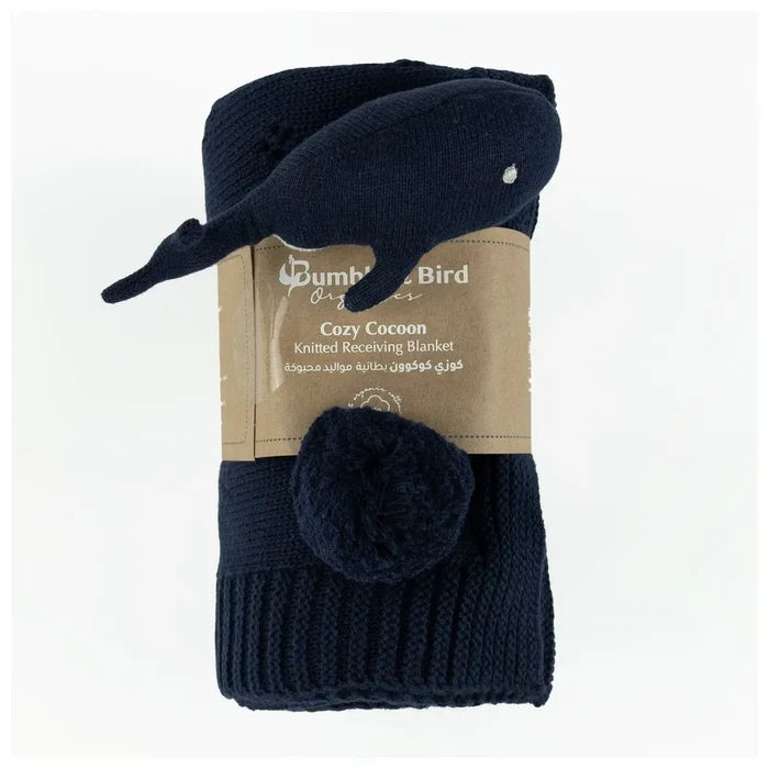 Bumble & Bird Knitted Blanket With Rattle