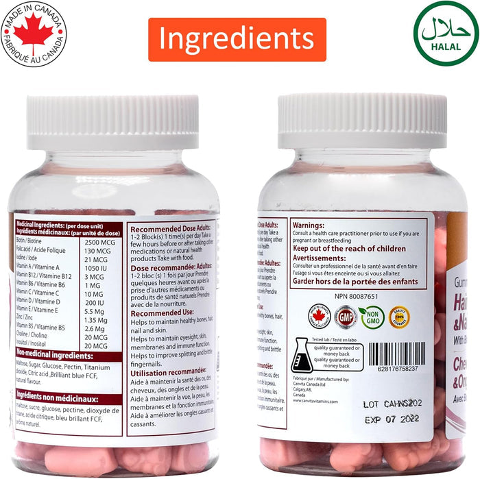 Canvita Hair, Skin & Nails with Biotin 2,500 MCG (Sugar Free)