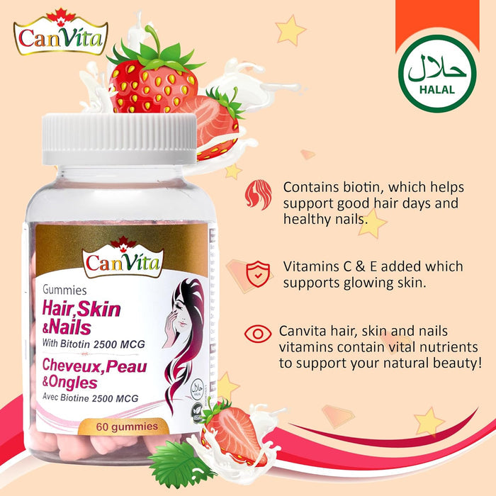 Canvita Hair, Skin & Nails with Biotin 2,500 MCG (Sugar Free)