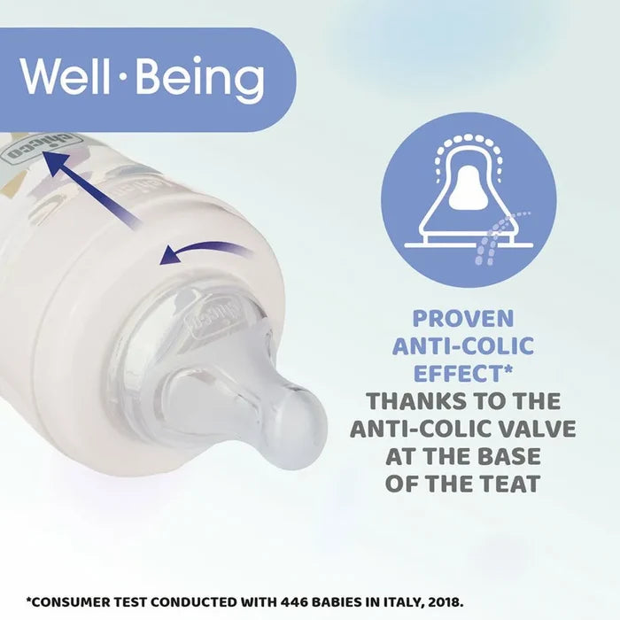 Chicco Well-Being Feeding Bottle - Fast Flow Silicone Nipple (330 ml)