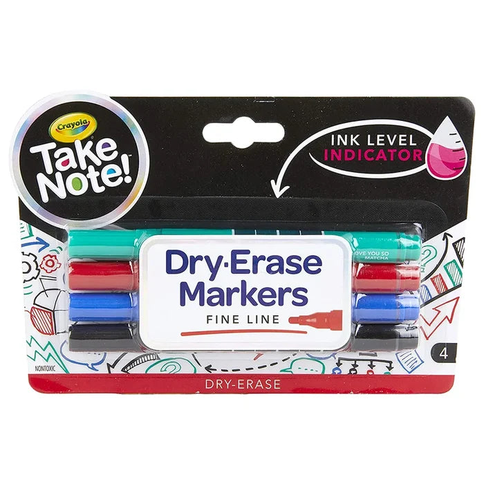 Crayola Low Odor Dry Erase Markers Fine Tip – 4 Pcs