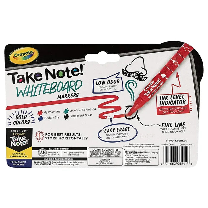 Crayola Low Odor Dry Erase Markers Fine Tip – 4 Pcs