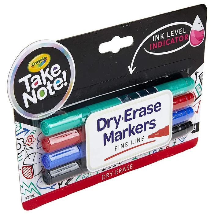 Crayola Low Odor Dry Erase Markers Fine Tip – 4 Pcs