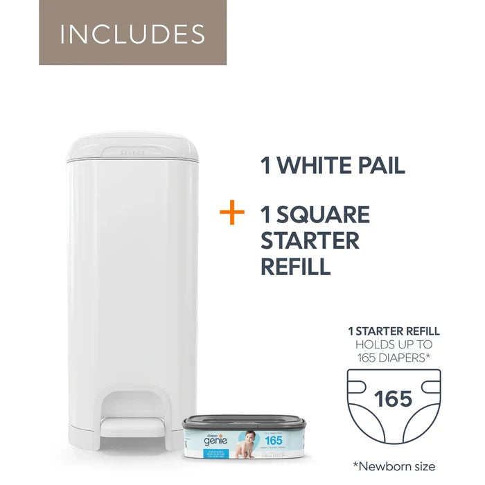Diaper Genie Select Odor Lock Stainless Steel (Pail White)