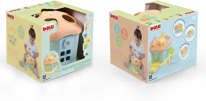 Dolu Shape Sorter – Happy House, 9pc Sort & Play Toy with Lockable Doors