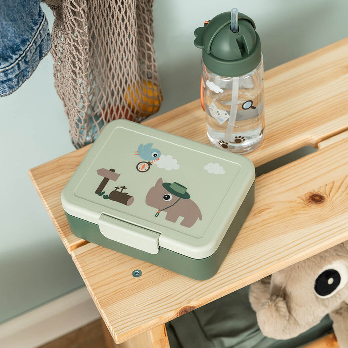 Done By Deer Lunch Box With Divider (Tiny Trails Green)
