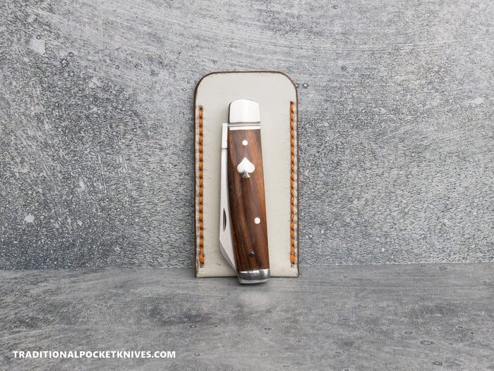 Dood Co. Leather Knife Slip Brown Ghost Leather Orange Thread 4" x 2"