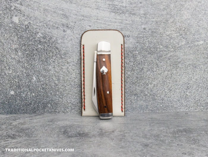 Dood Co. Leather Knife Slip Brown Ghost Leather Red Thread 4" x 2"
